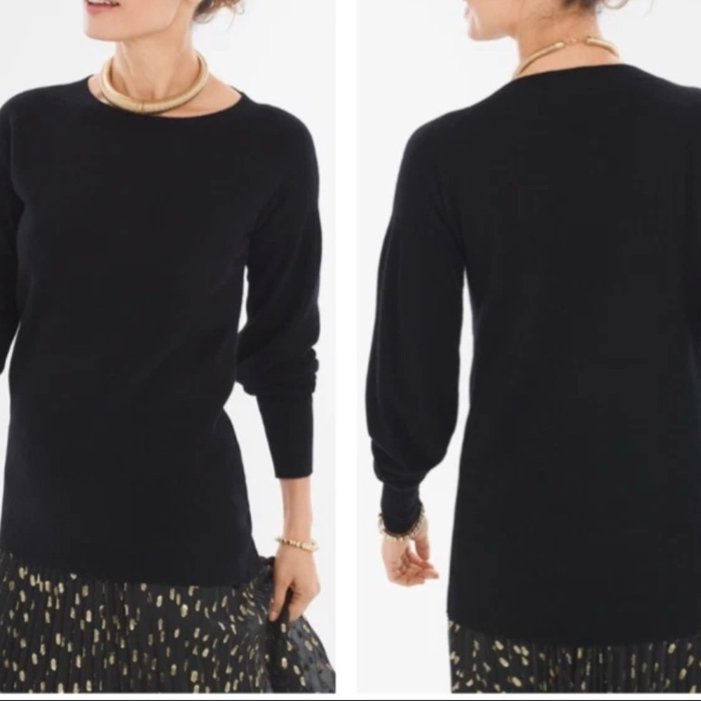 Chico's Elegant Black Crew Neck Sweater